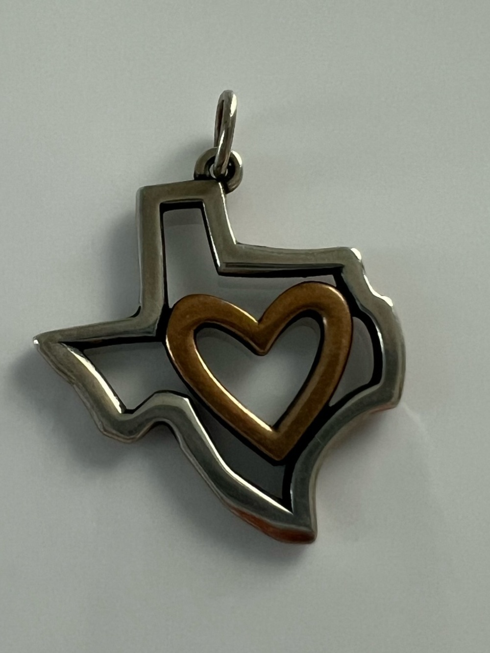 James Avery Retired Silver I Love Texas With Bronze Heart Pendant Or Charm